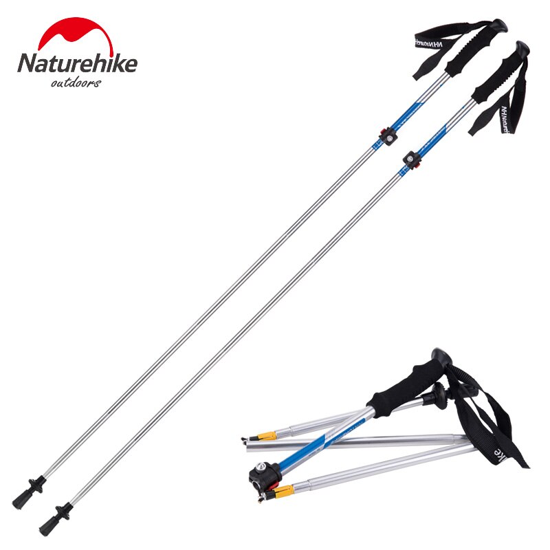 Naturehike hopfällbara alpenstockar i aluminium 5- sektioner vandringsstav eva handtag promenadkäppar justerbara vandringskäppar