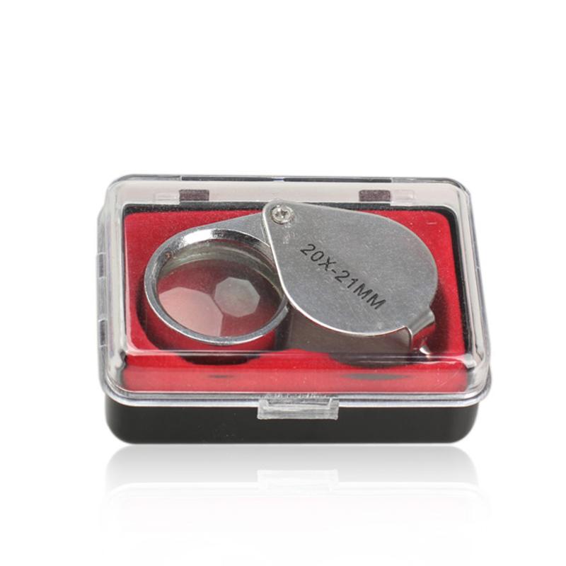 Mini Loupe 20X-21mm Loupe Loupe Triplet bijoutiers oeil avec lumière LED ultraviolette bijoux en verre diamant Loupe