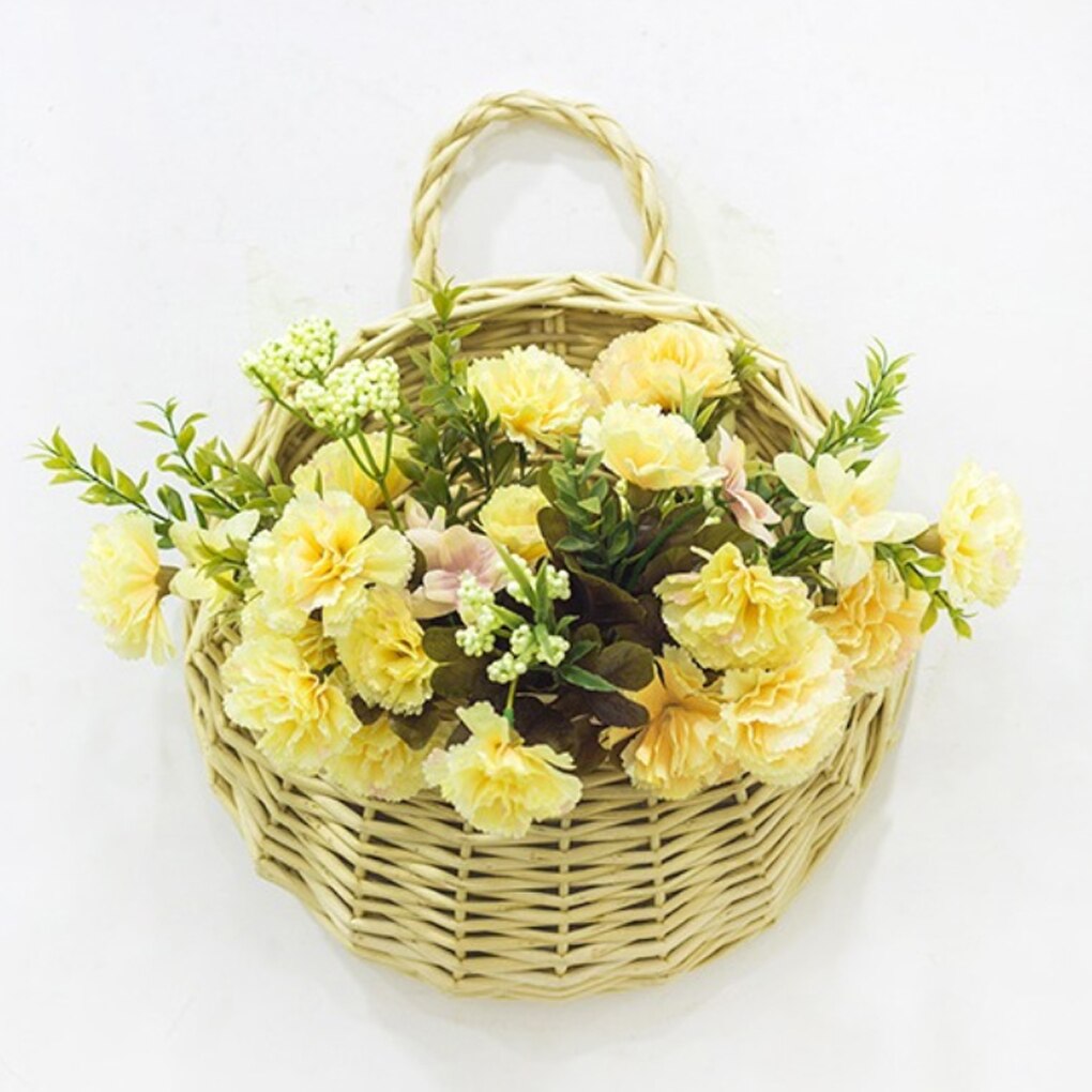 Pot de fleurs suspendu au mur en rotin et osier, paille de saule, décoration de jardin de maison, panier de rangement