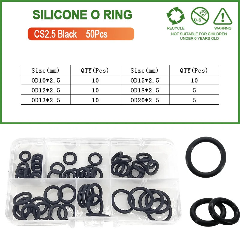 Silicone Seal Rings Set Pressure Washer Spacer Rubber O-ring Plumbing Gasket Oil Resistant nbr O Ring High Temperature Oring Kit