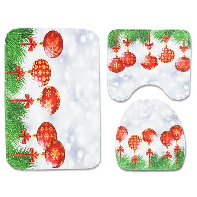 3 pcs/set Cartoon Christmas Toilet Rug Mat U-shaped Toilet Seat Mat Santa Claus Rug Carpet For Bathroom And Toilet tapis pour wc: shengdanhongqiu
