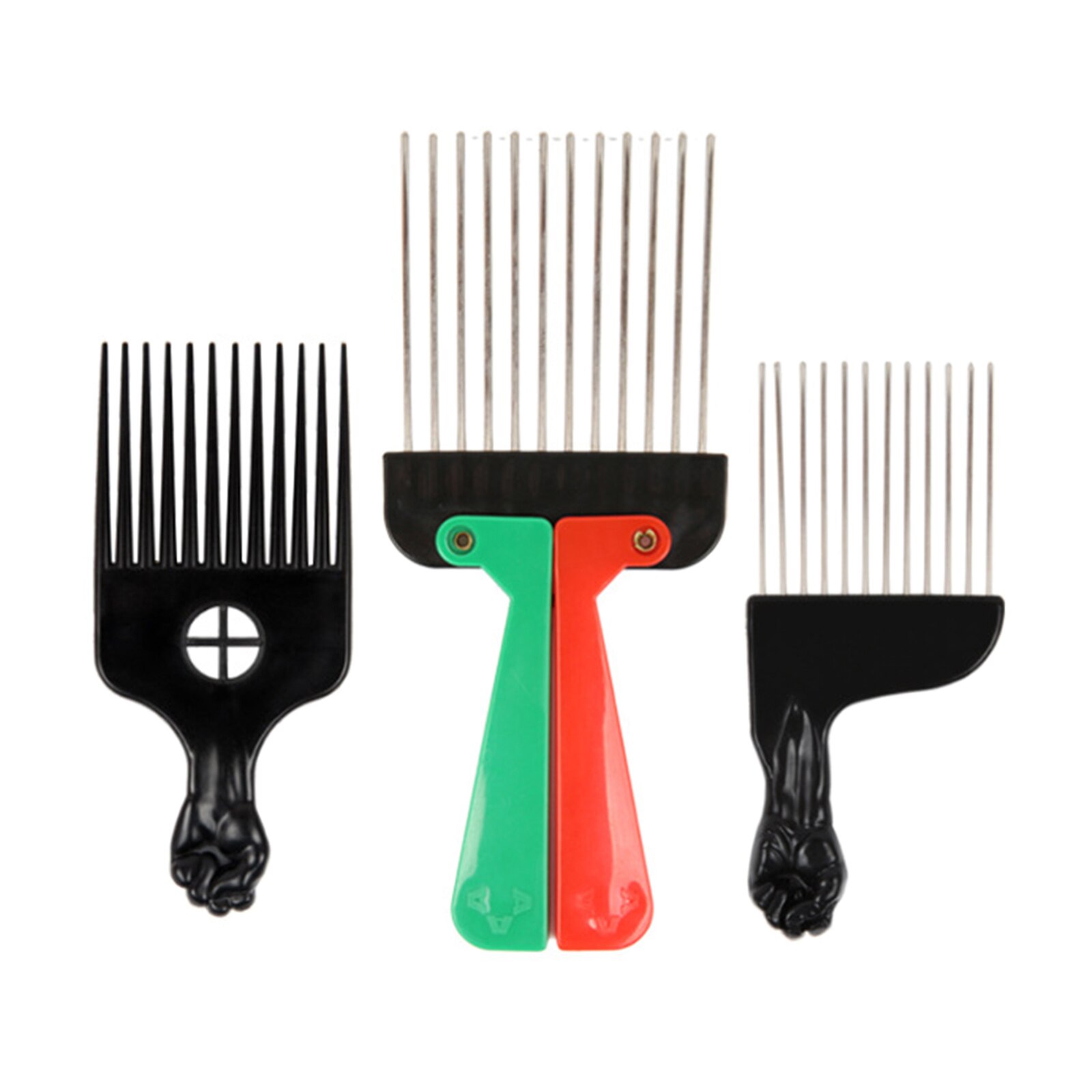 Metal Teeth Afro Comb for Women and Men Black Fist Comb for Hairdressing Styling Curly Hair