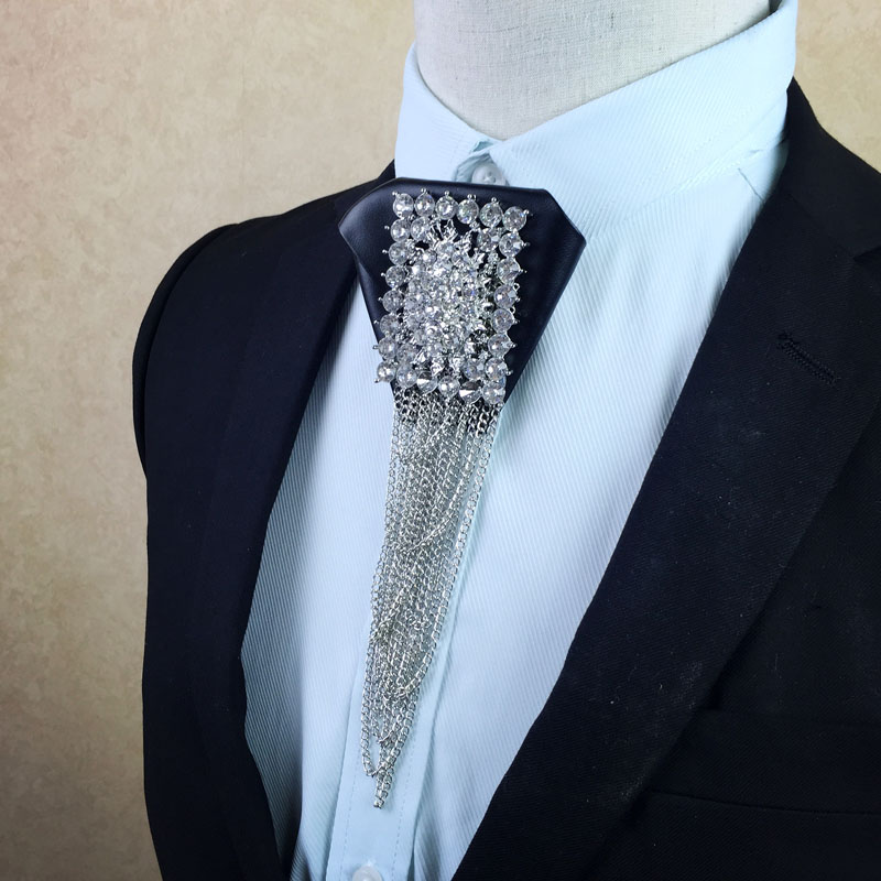 Man casual man män manliga metall diamant tofs paragraf koreanska män fluga