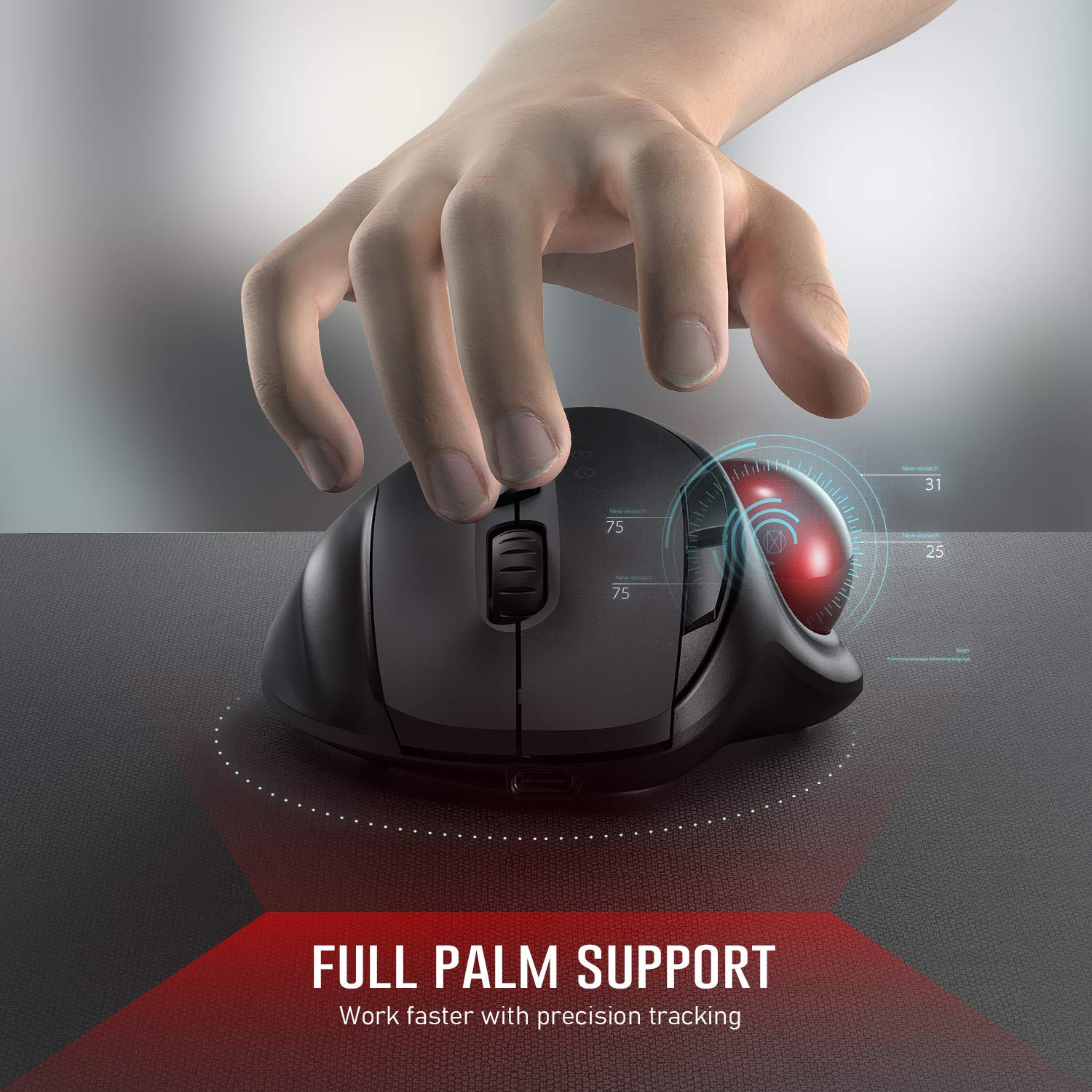 Trackball bezprzewodowa mysz akumulatorowa mysz Bluetooth 2.4G USB ergonomiczne myszy do komputera Android Windows 3 regulowana DPI