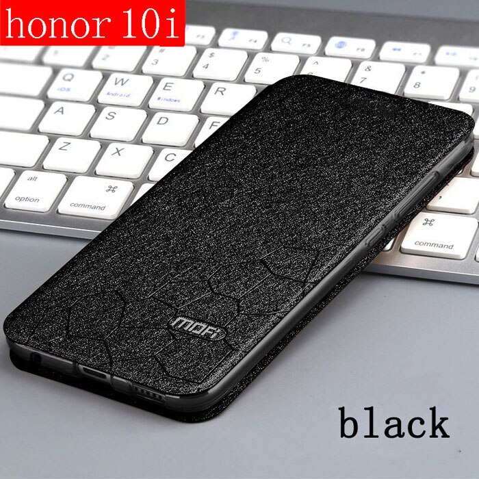 Case Voor Huawei Honor 10i Cover Flip Leather Book Pu Mofi Luxe Soft Silicon Capa Glitter Dunne Huawei HRY-LX1T Honor 10I Case: black