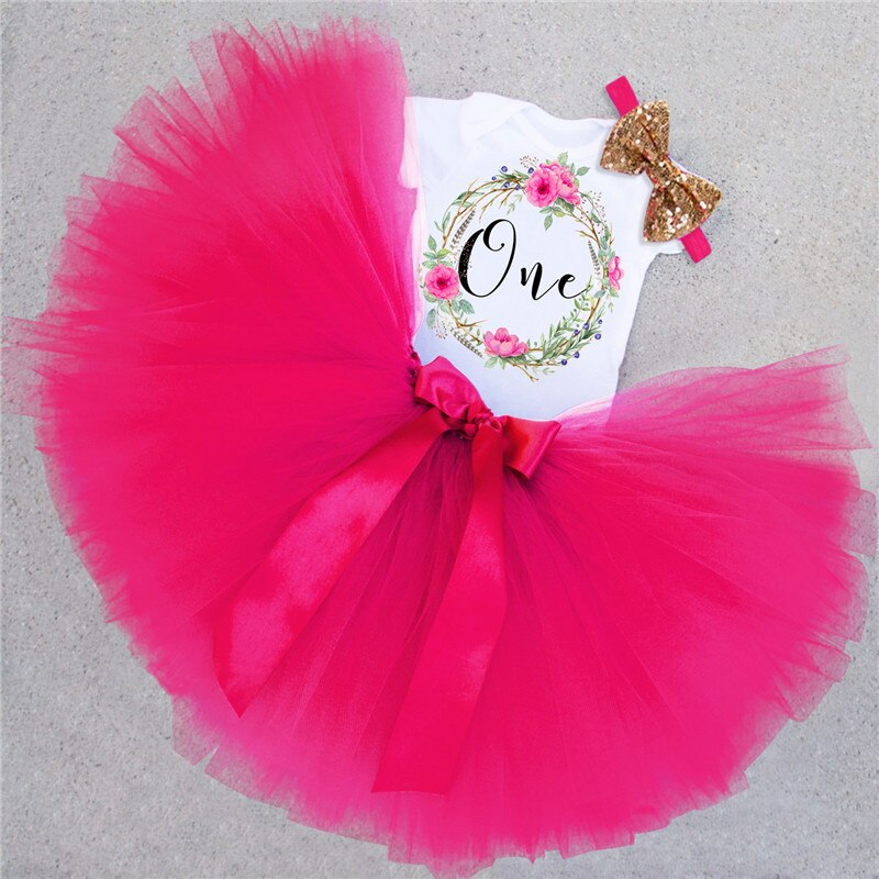 3pcs Baby Girl 1 Year Birthday Party Dress For Toddler Christening Tutu Cake Girls Dress Newborn 1st Baptism Vestido Outfits: ITEM 11