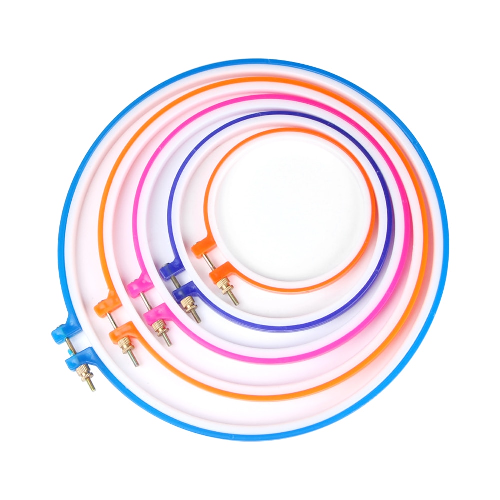 1pc Cross Stitch Circle Set DIY Craft Machine Round Loop Hand Cross Adjustable Embroidery Hoops Plastic Hoop Ring Random color