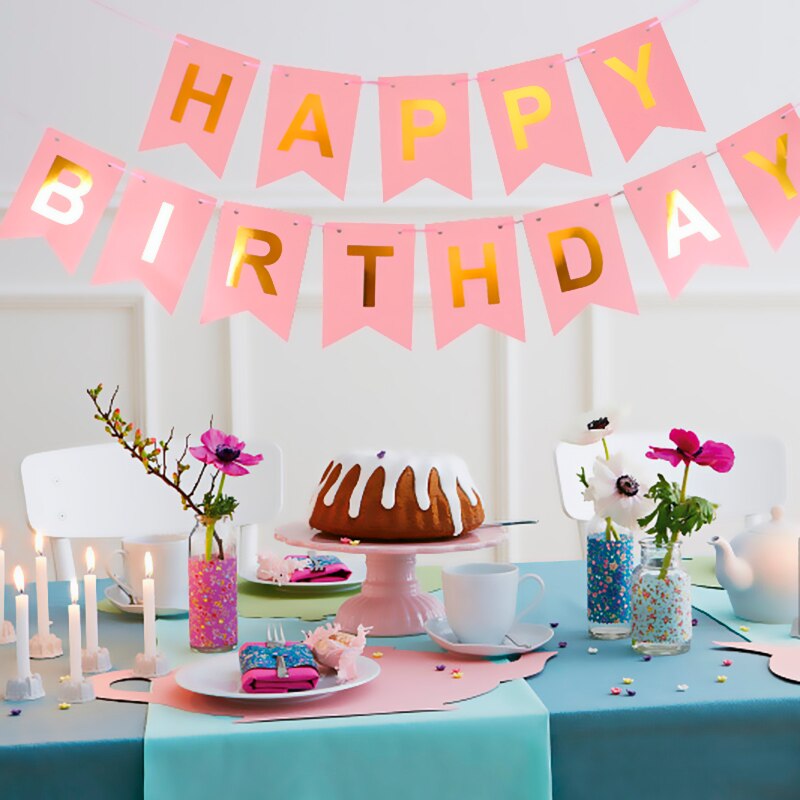 Novo feliz aniversário banner bunting bandeira decoração de festa crianças decoração ornamento do bebê colorido menina menino partis suprimentos