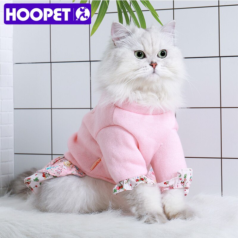 HOOPET Dog Cat Clothing Autumn Winter Warm Pet Clothes Sweater Dress For Small Dogs Cats Chihuahua Outfit Cat Coat Costume