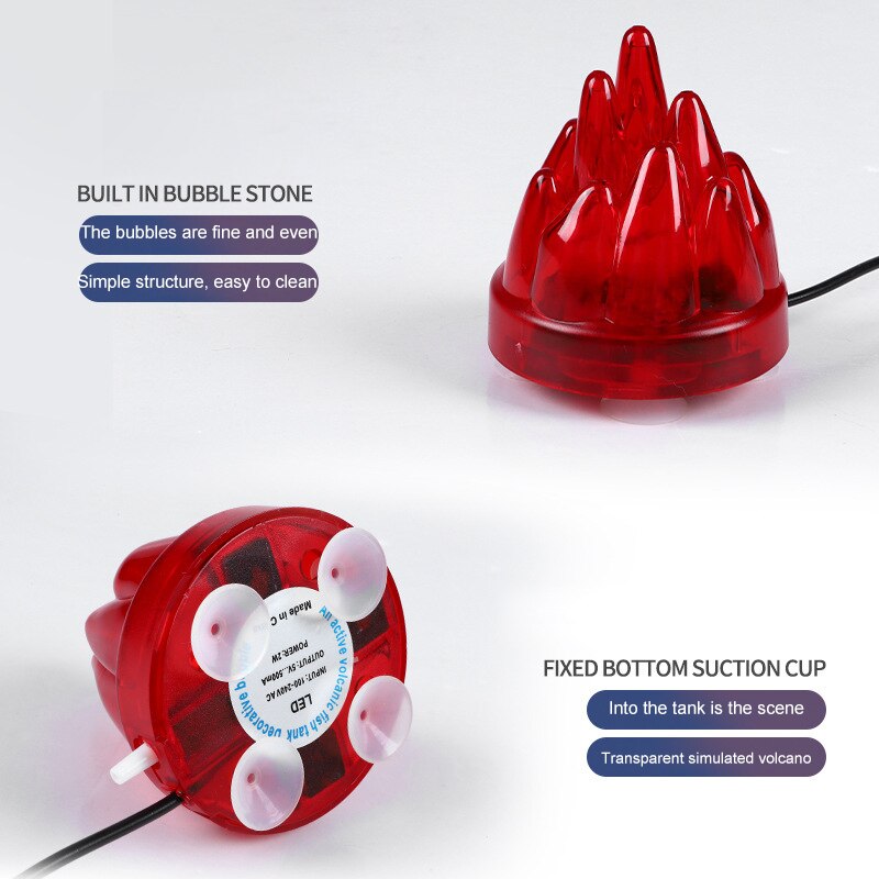Akwarium wulkan lampa z efektem bąbelków LED kolorowe kreatywne nocne światło do akwarium Oxygen Fit europejska amerykańska standardowa dekoracja podwodna