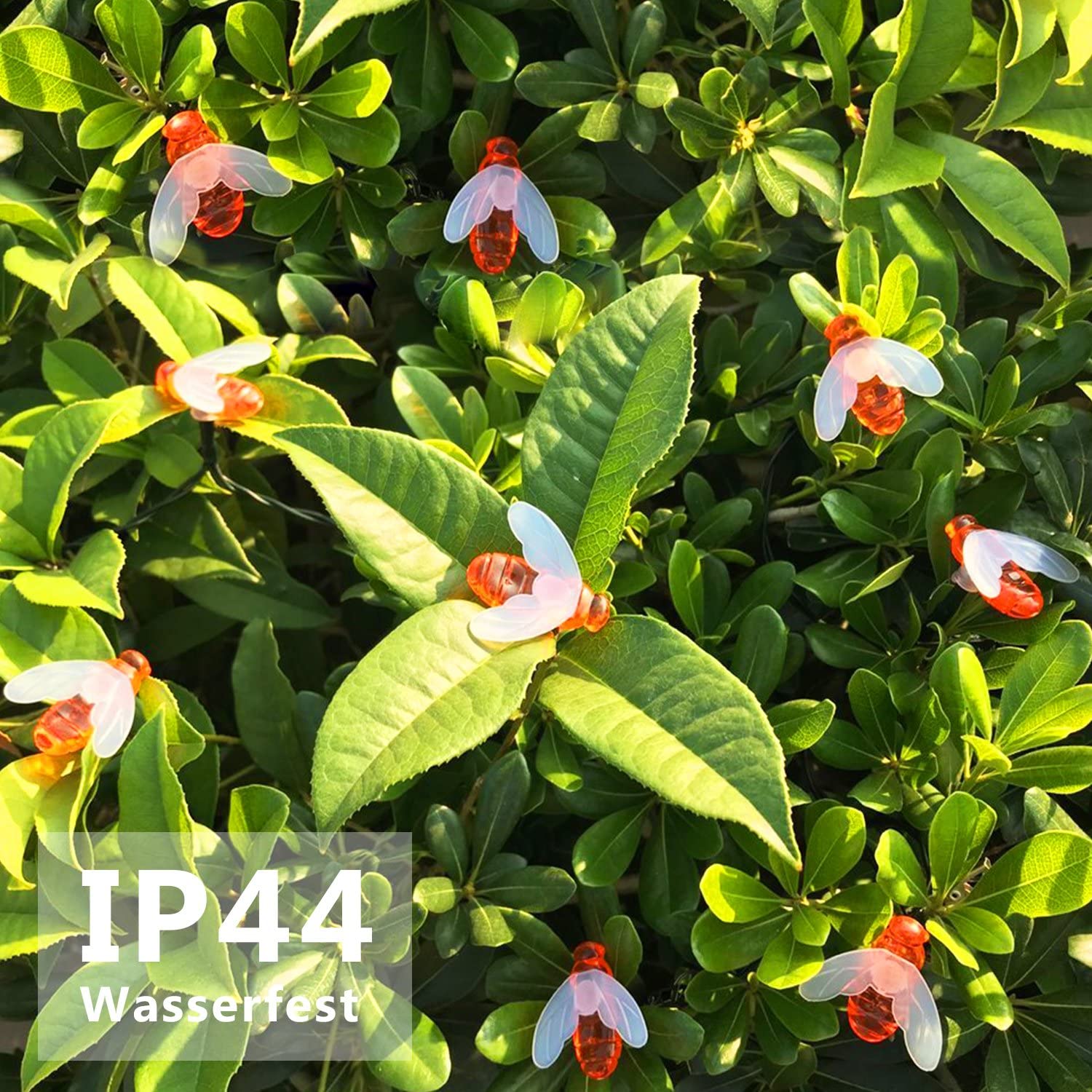 Solar Led Bienen Lichterkette, 30 Led Warmwei Auen Wasserdichte Lichterkette Dekorative Bont Garten, Party, Hochzeit, Haus