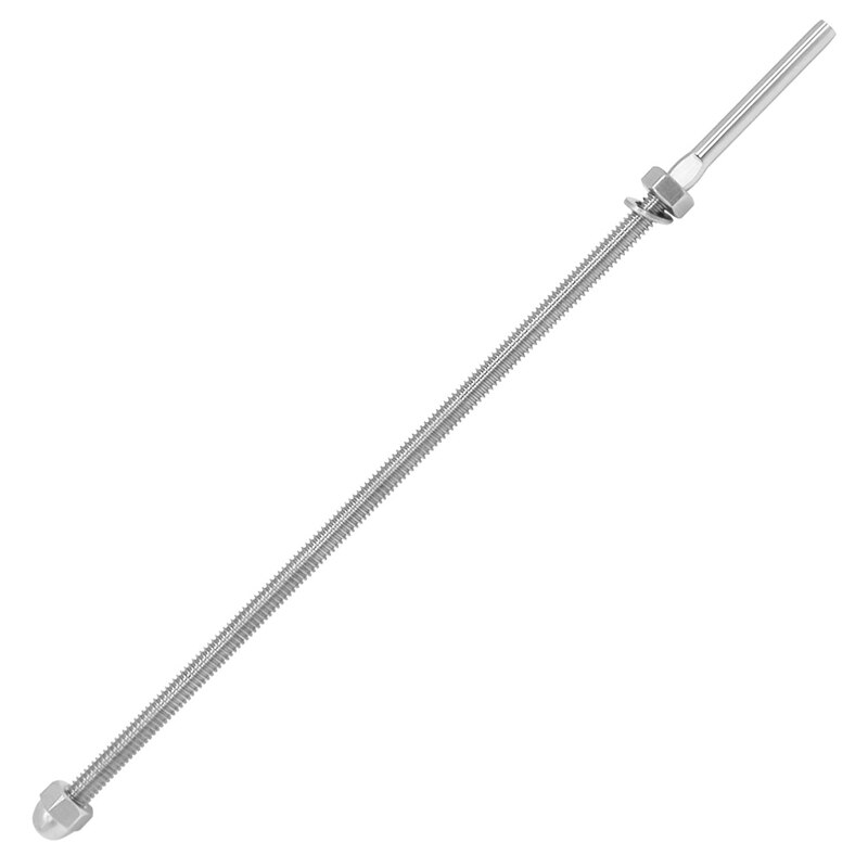 Swage Threaded Stud Tension End Fitting Terminal for 1/8 Inch Cable Railing, T316 Stainless Steel Marine Grade (10 Inch Long, fo