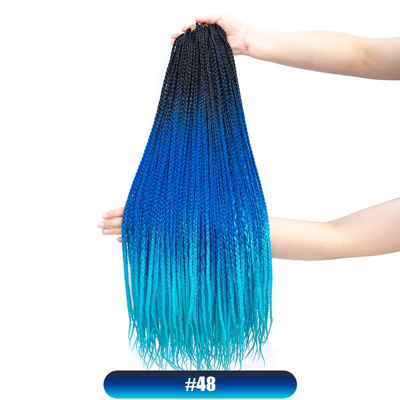 Box Braids 24Strands Senegalese Twist Braids Crochet Hair Extensions Ombre Colors 24inch Braiding Hair Youngther: black dark blue