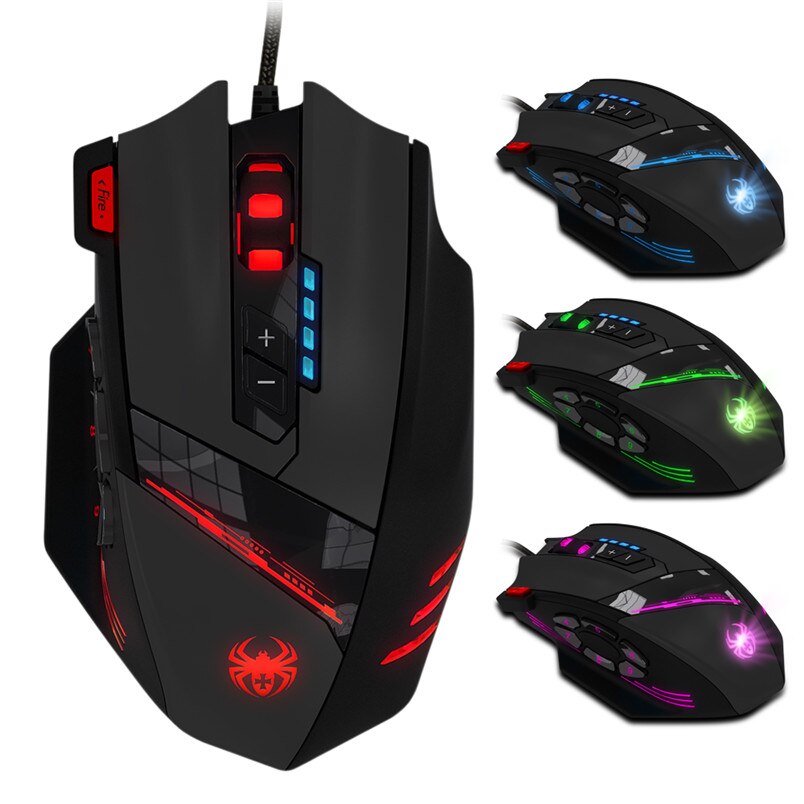 Confiável hotselling gaming mouse zelotes C-12 botões programáveis led óptico usb gaming mouse ratos 4000 dpi a