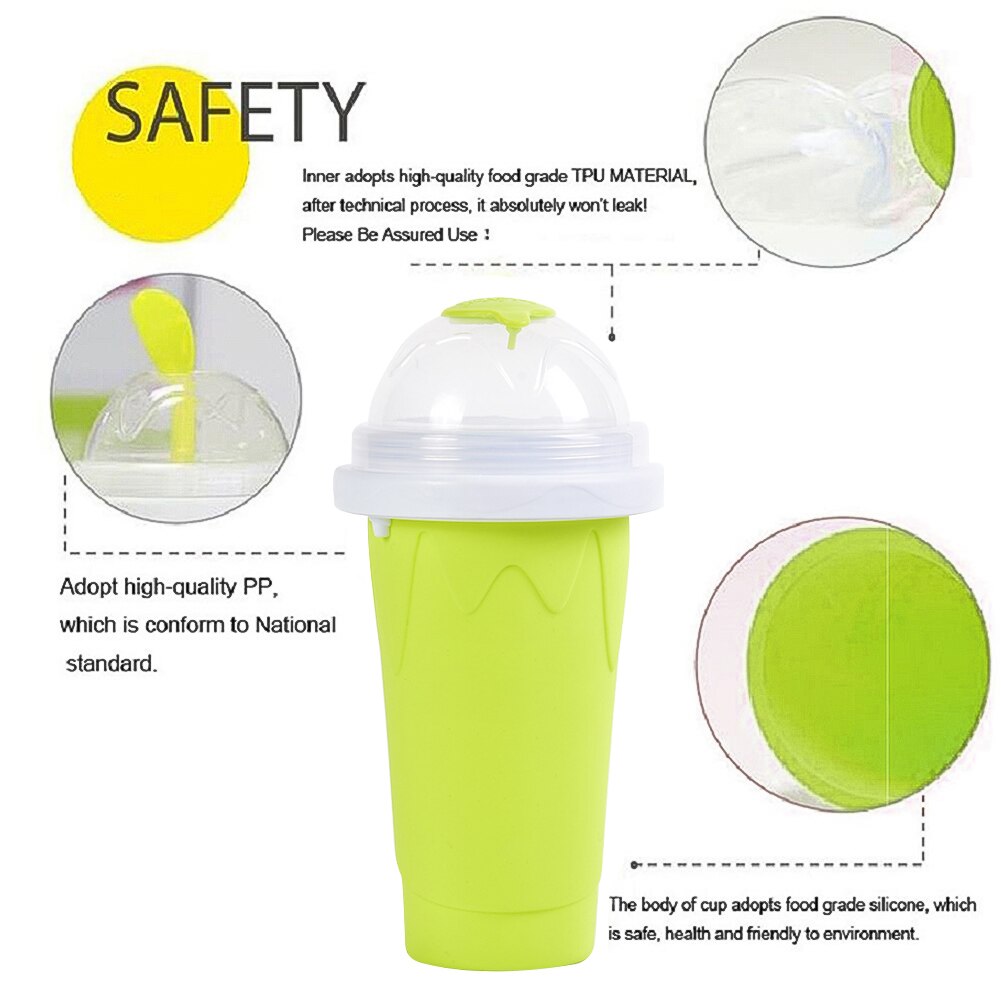 Slush Smoothie Cup Reusable Mug Cooling Maker Quick Frozen Magic Squeeze Ice Cream DIY Durable Milkshake Tool Pinch Homemade