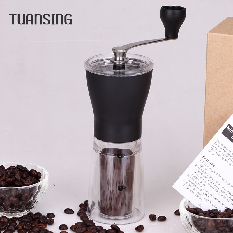 RU TUANSING Handkoffiemolen Wasbare ABS Keramische kern Roestvrijstalen Keuken Mini Manual Hand Koffiemolen