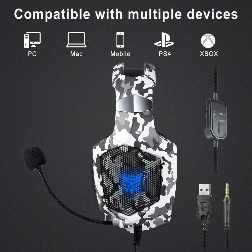 Wired Gaming Headset Met 7 Kleuren Led Licht Gamer Headset Voor PS4 Pc/Mac/Mobiele/Xbox