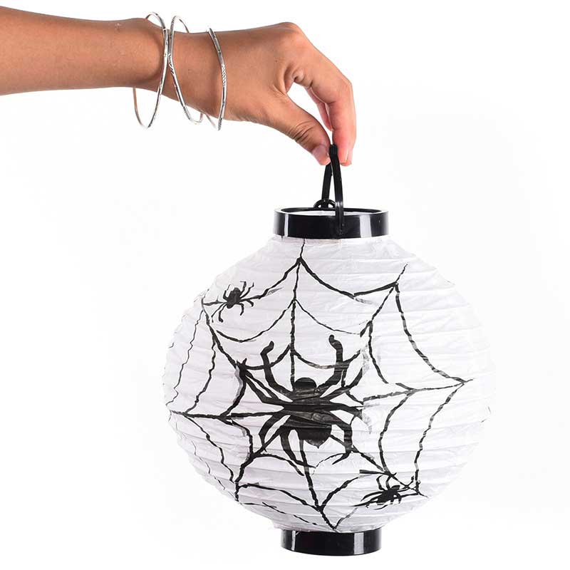 Halloween Party Decoratie Papier Lantaarns Led Lampion Opknoping Pompoen Licht Bat Spider Zwart Oranje Wit Lantaarn Lampenkap