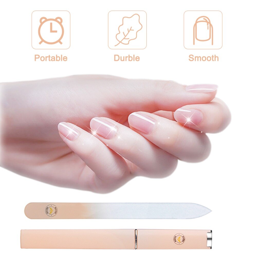 1 Uds. De lima de uñas de cristal rosa/Verde/plata dispositivo de manicura herramienta para manicura duradero uña limas