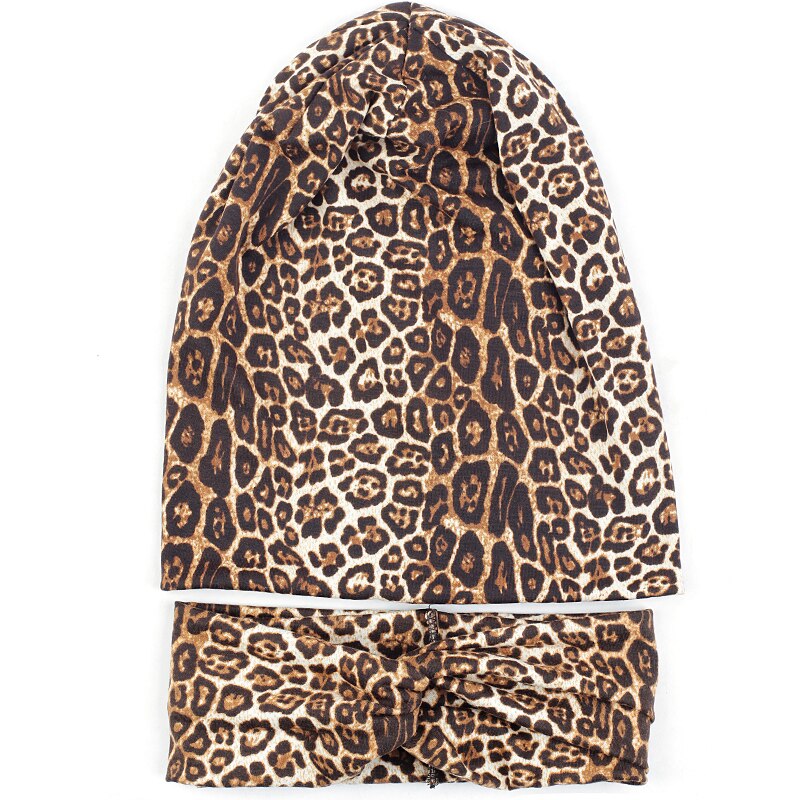 Geebro vinterhatte til kvinder mænd leopard blød bomuld polyester slouch huer hatte unisex hip hop hatte og kasketter: Da020- leopard