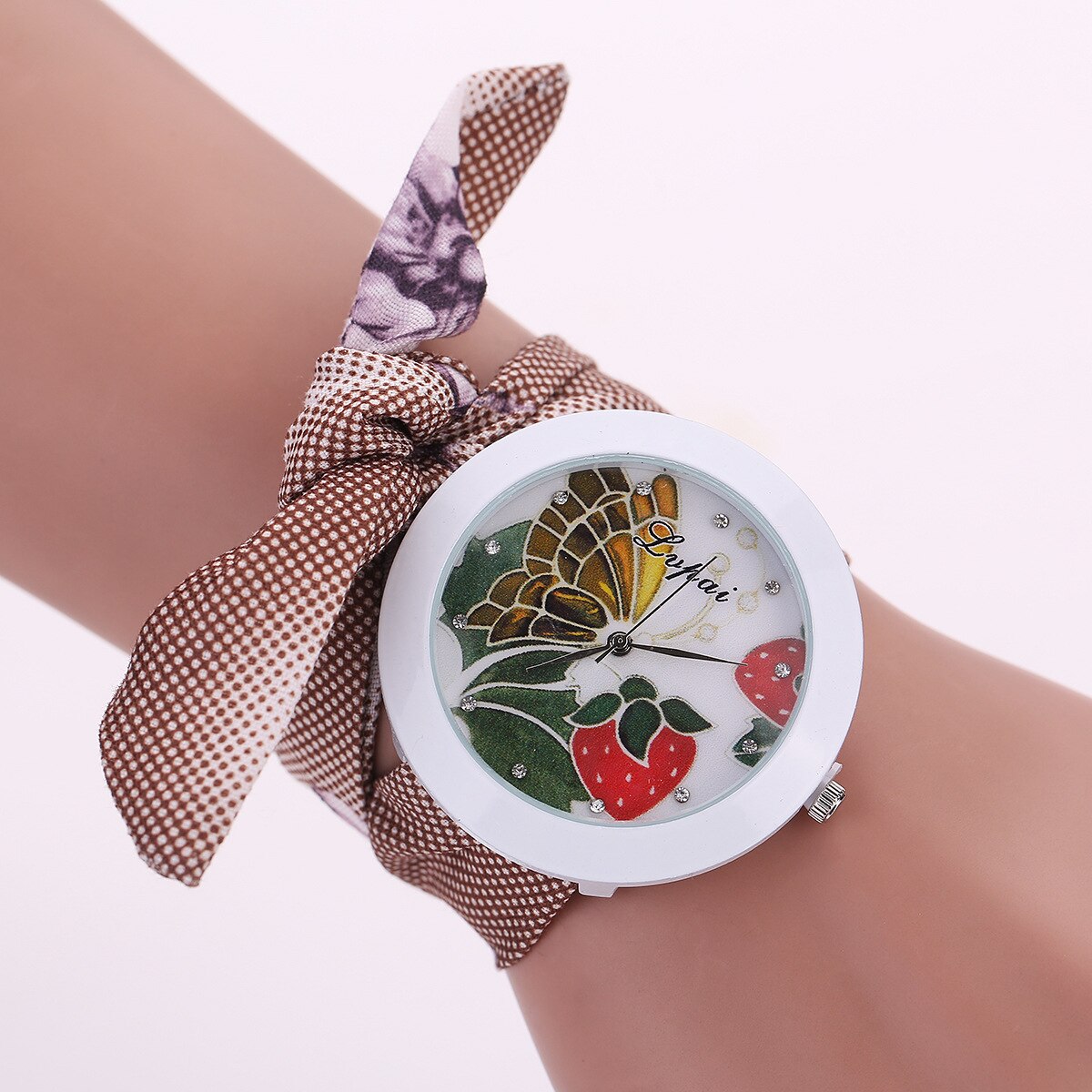 Unique dames fleur tissu ruban montre-Bracelet de femmes robe montre de tissu montre doux filles Bracelet montre: 2