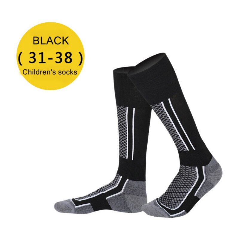 Kinder Kinder Winter Thermische Ski Socken Verdicken Baumwolle Warme Socken Snowboarden Radfahren Skifahren Wandern Strumpf Socken Bein Wärmer: Black