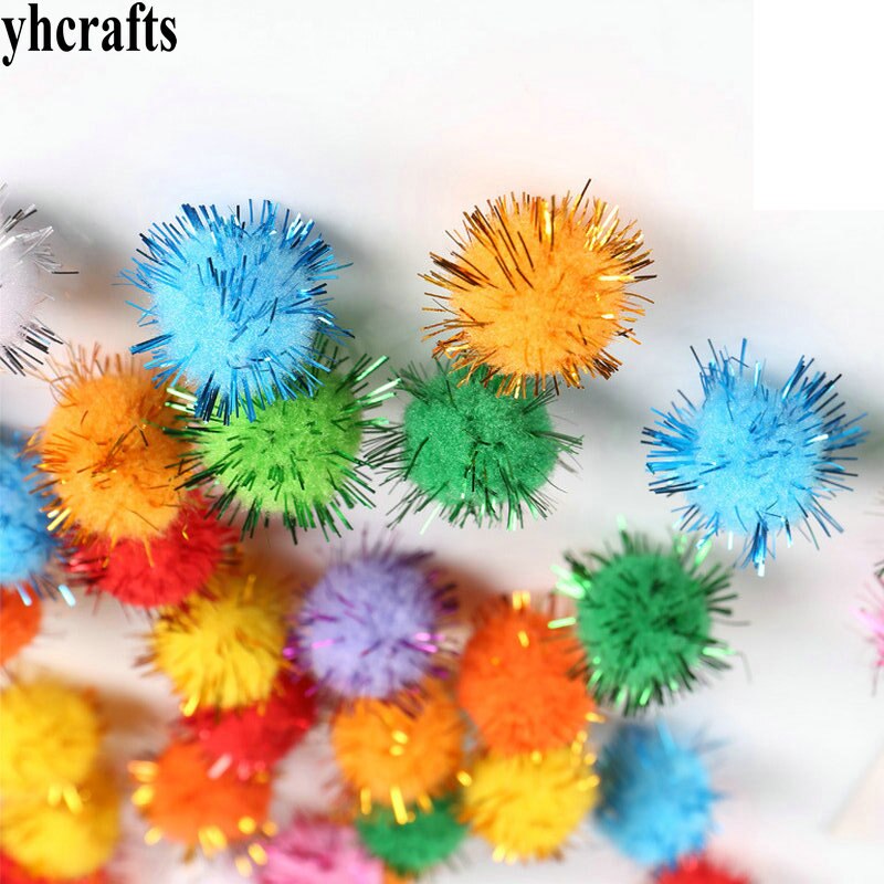 50PCS 2,5 cm Glitter bommel Lametta Chenile pom-poms Kinder DIY handwerk material Weihnachten ornament Aktivität Kindergarten zubehör