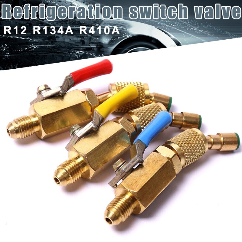 3 Pcs A/C Charging Hoses Shut Off Ball Valve AC Refrigerant for R12 R134a R410A NJ88