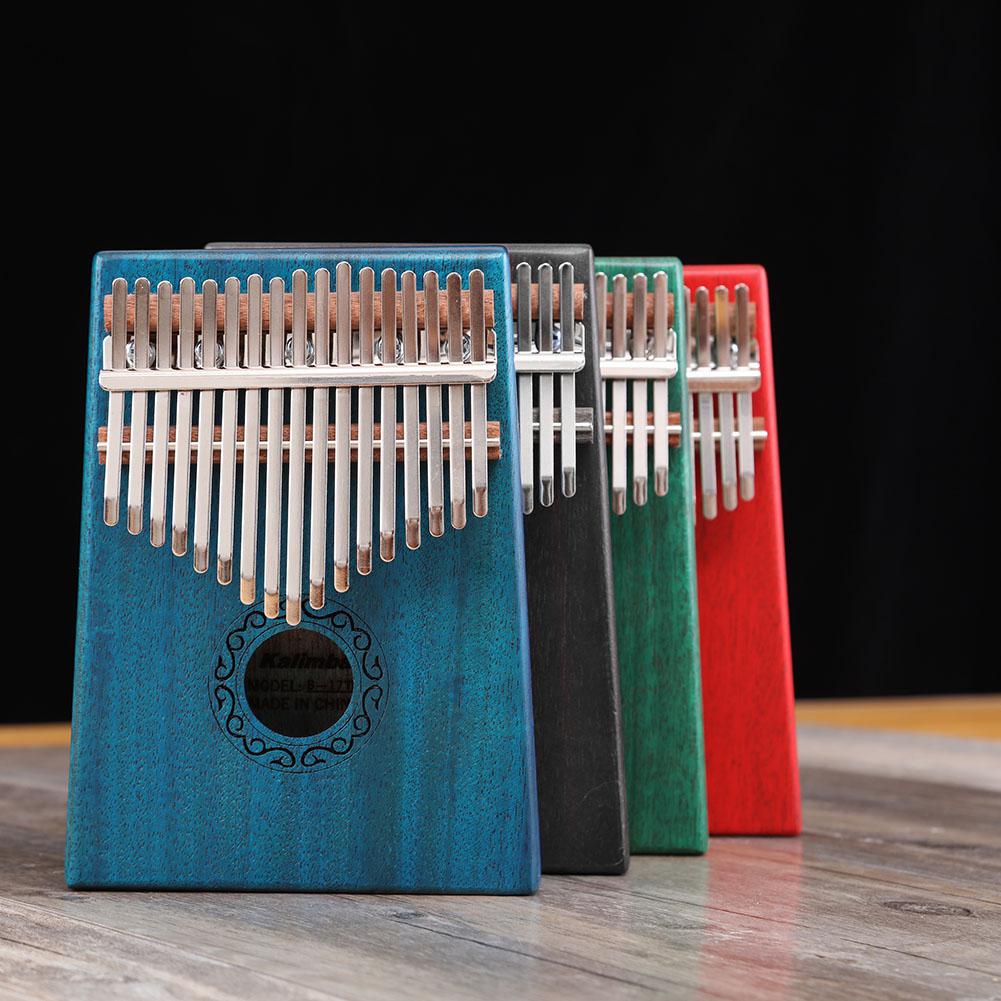 17 Keys African Kalimba Thumb Piano Kids Adults Body Music Finger Percussion Keyboard mahogany Wood Finger Piano w/ Tuner Hammer
