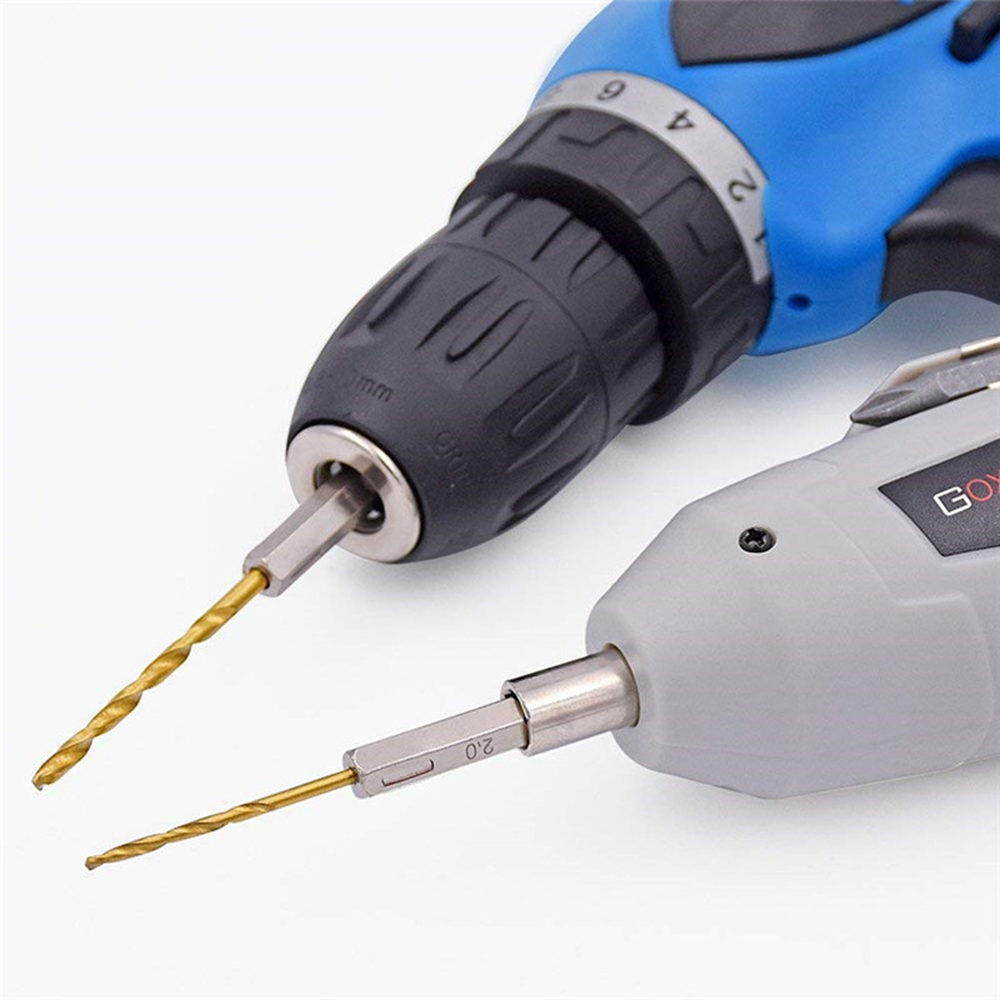 13pcs HSS Drill Bit Set High Speed Steel Titanium Coated Drill Bit 1/4 Hex Shank 1.5-6.5mm Hexagonal Handle Twist Drills