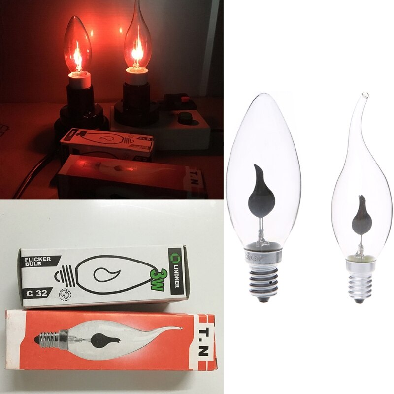 E14 3 W Edison Filament Kaars Flikkeren Gloeilamp Vlam Staart/Getipt Retro Decor Lamp Laag Stroomverbruik