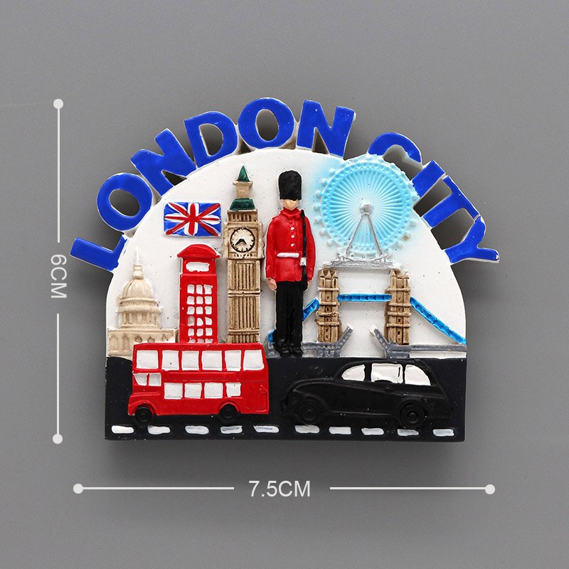 3D Koelkast Geplakt Magnetische Wereld Toerisme Souvenir Creatieve Koelkast Magneten Engeland London Bus Soldaat Souvenir: London city 1