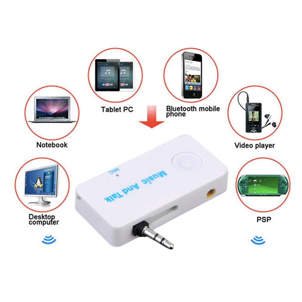 Wireless Bluetooth-compatible 3.5mm Audio Stereo Music Talk Receiver Adapter Mic