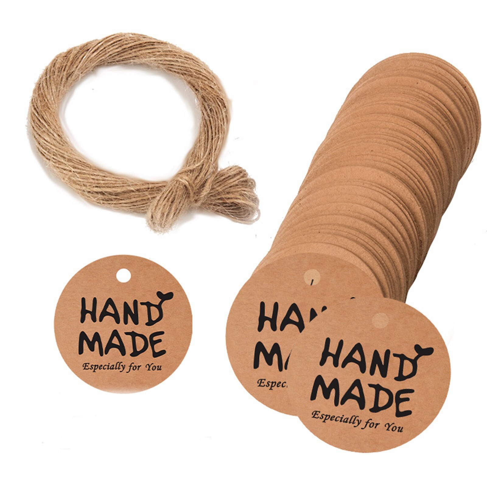 100PCs Kraft Paper Tag Label With Jute Rope Thank You For Celebrating Labels Handmade For Wedding Party Decoration Card: 9