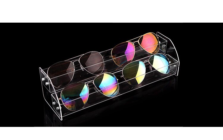 Ofessional 30cm längd akryl solglasögon ställ glasögon som visar rack box vitrine smycken glasögon hållare avtagbar  ju31711: 2 lager