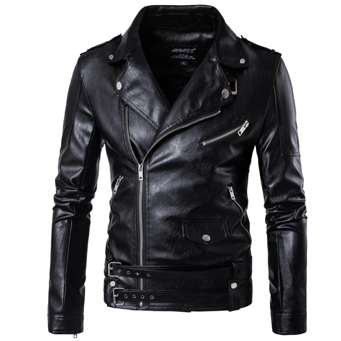 Herren Revers Lederjacke retro Enge Motorrad PU Jacke Lässige Lederjacke Europäische Größe Kurze Herren PU Jacke: 4XL / Blau