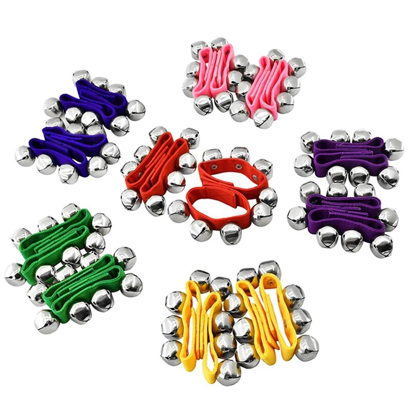 Pols Klokken, Hand Percussie Jingle Bells Muzikale Ritme Instrument Voor Klaslokaal Of Feestartikelen (6 Kleuren, 24Pcs): Default Title