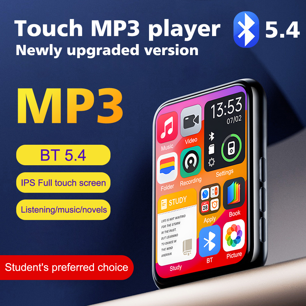 2025 Neuer Bluetooth 5.4 Touchscreen-MP3-Player HiFi Verlustfreie Musikwiedergabe Eingebauter Lautsprecher 32 GB Unterstützung Aufnahme E-Book