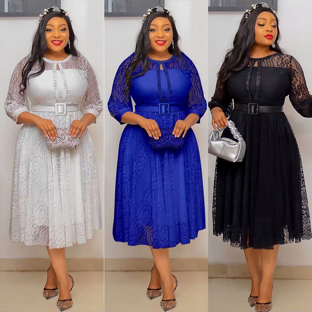 MD African Lace Dresses For Women Wedding Party Ankara Kaftan Dress Moroccan Turkish Dashiki Outfits Vestidos Africanos Costume