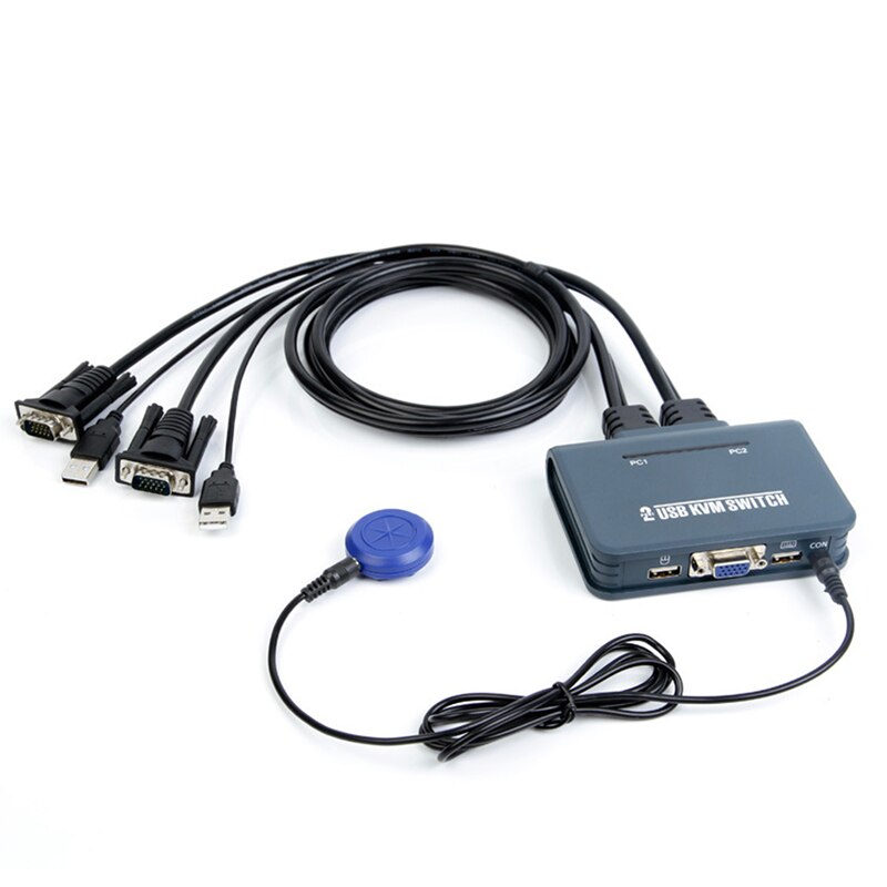 2 puertos HDMI compatible con VGA DVI KVM, teclado, ratón, USB 2,0, compartir conmutador, caja divisora con control remoto, Cables USB: VGA KVM