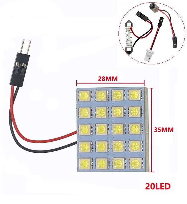 6 9 12 15 24 SMD 5050 LED Auto Panel de luz lectura bombilla tipo cúpula Interior del coche techo mapa lámpara T10 W5W C5W C10W Festoon 3 Base adaptadora: RGB
