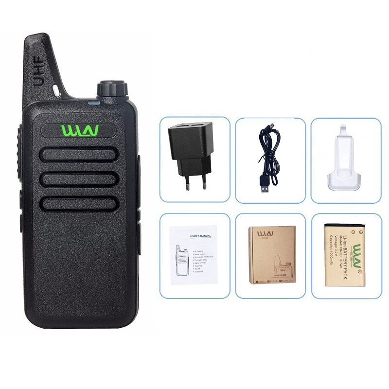 Mini Walkie Talkie WLN KD-C1, estación de comunicación portátil de 2 vías, transceptor hf, KD C1 uhf, mi-ni, wln KDC1,: Black-Standard / EURO