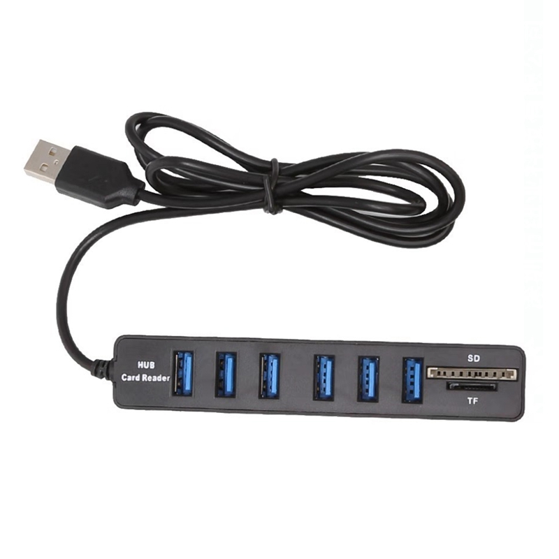 Usb Hub Usb Splitter 6-Port Hub Usb 2.0 Hub + Sd + Tf Card Multifunctionele Kaart reader Voor Mac Pro/Mini Imac Ps4 Oppervlak Pro