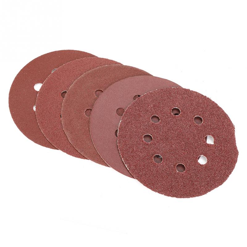 50PCS 125mm Round Shape Silicon Carbide Sanding Discs 40 60 80 120 240 Grit Sand Papers with 8 Holes