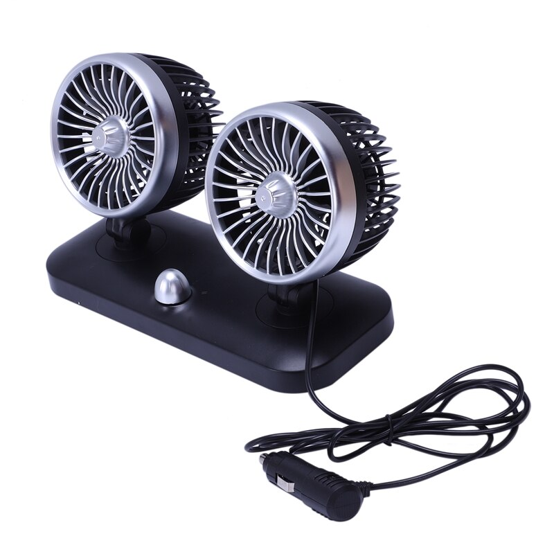 12V Mini Electric Car Fan Low Noise Summer Car Air Conditioner Rotating 2 Gears Adjustable Air Cooling Fan