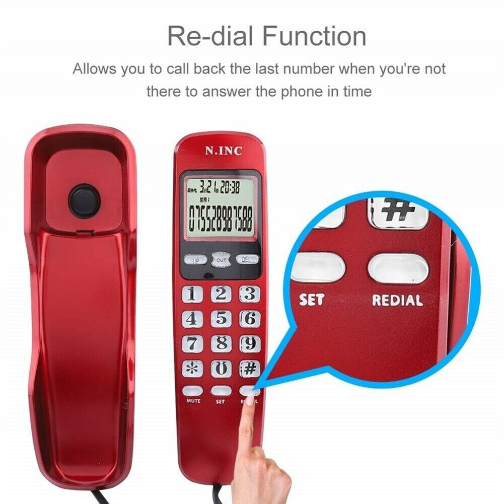 Ajuste do toque do escritório em casa do hotel mini portátil moda com fio telefone chamada de memória caller id fixo display lcd negócios