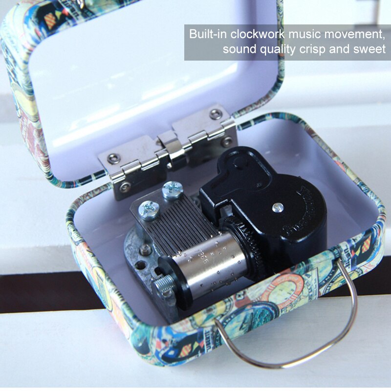 Mini cajas de música de creativas, Maleta Retro, caja de música, caja Musical de colores, accesorios de decoración para el hogar, 1 ud.
