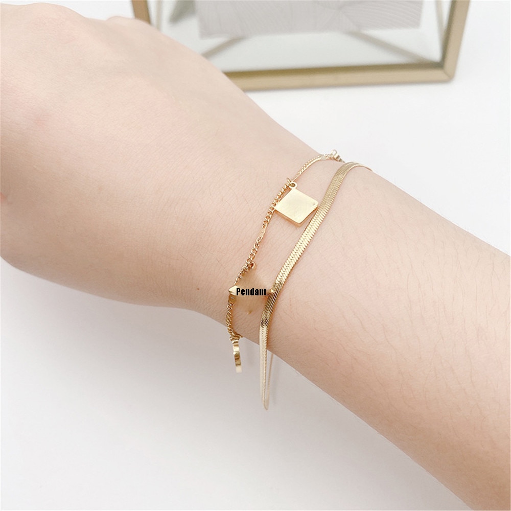 Non-fading Hollow Flower Double-layer Handmade Jewelry Bracelet 316L Titanium Steel Chain & Link Bracelets Metal Stainless Steel