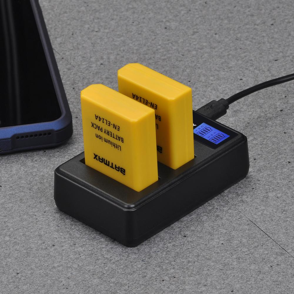 Batmax EN-EL14 EN-EL14a Batterij Akku + Lcd Usb Dual Charger Voor Nikon P7800,P7700,P7100,P7000, d5600, D5500,D5300,D5200,D5100,D3200
