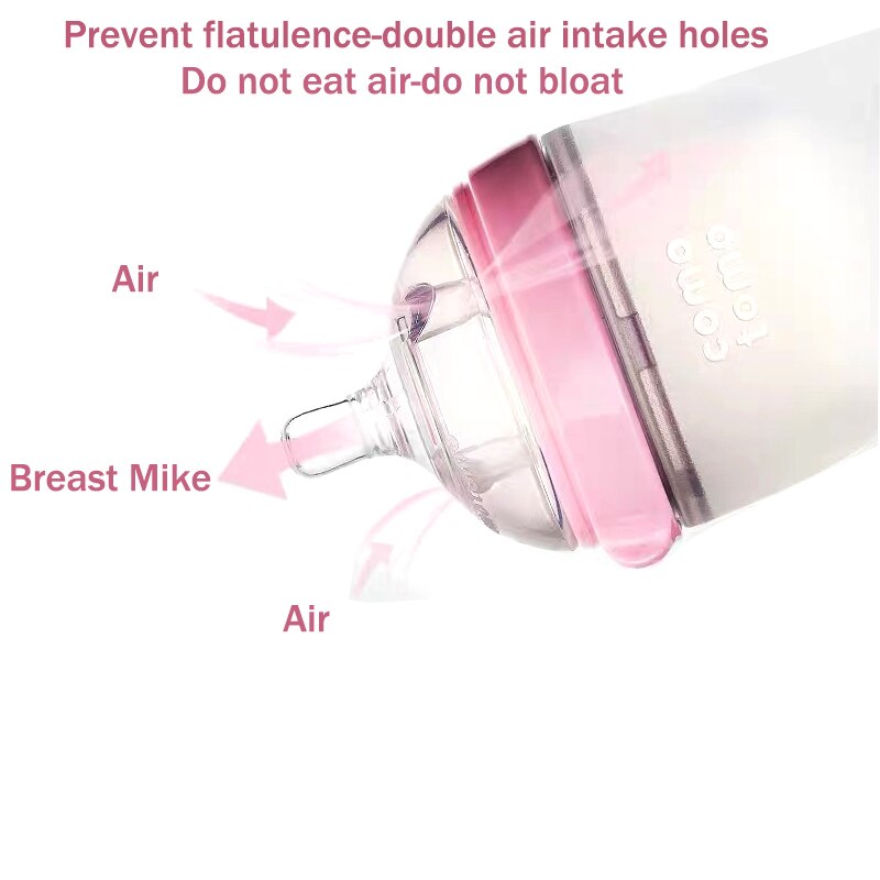 Comotomo – biberon en Silicone au toucher naturel pour bébé, 50ml, 250ml, LSR, anti-Flatulence, à Double stomates